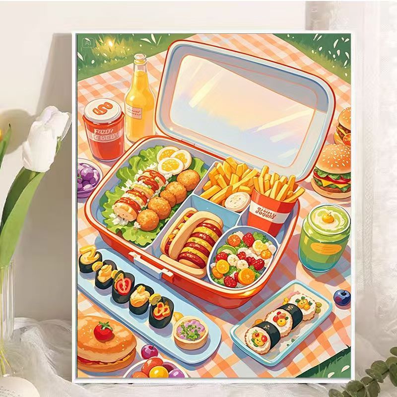 Picnic-Themed Food Illustration Wall Art