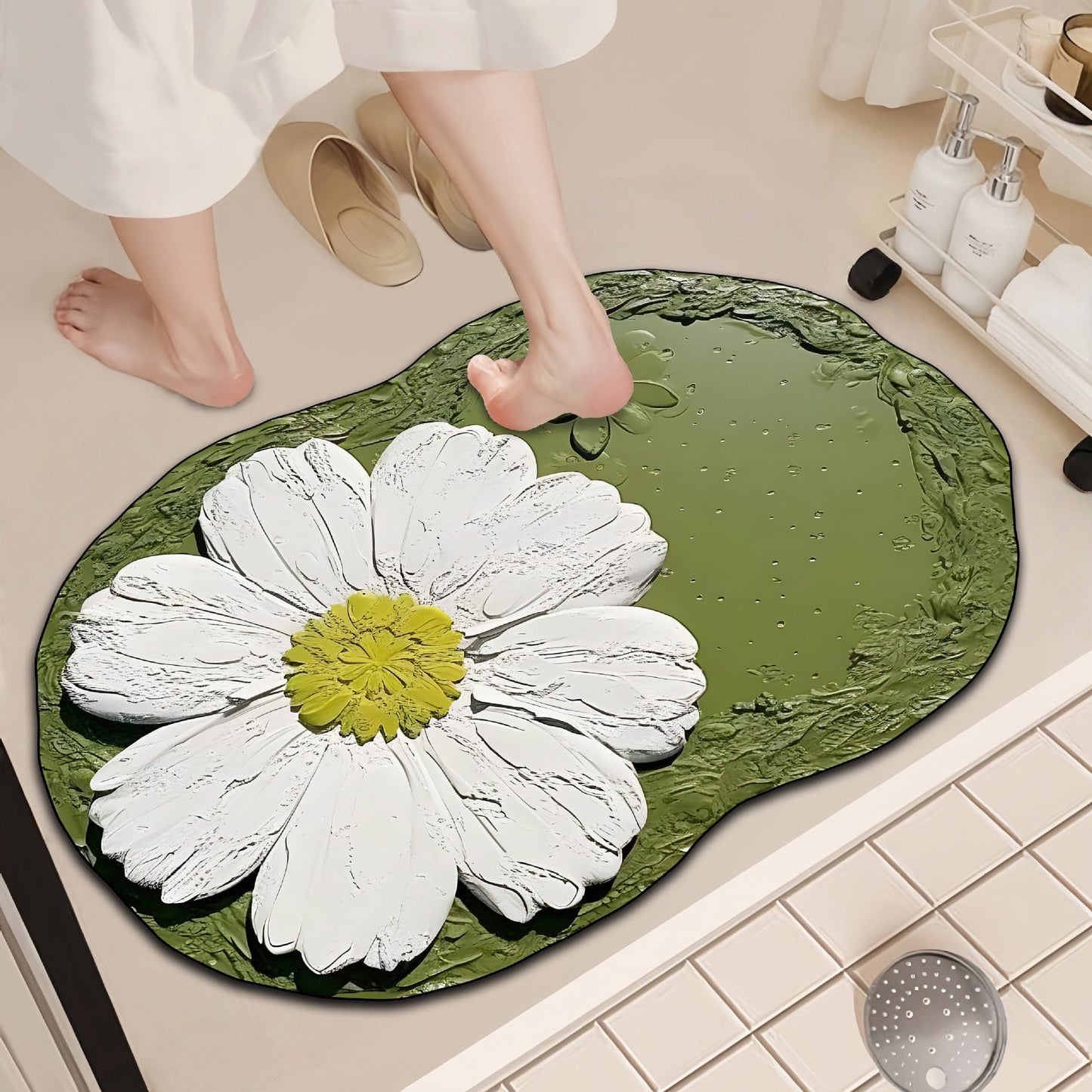 Luxurious Floral Design Bath Mat