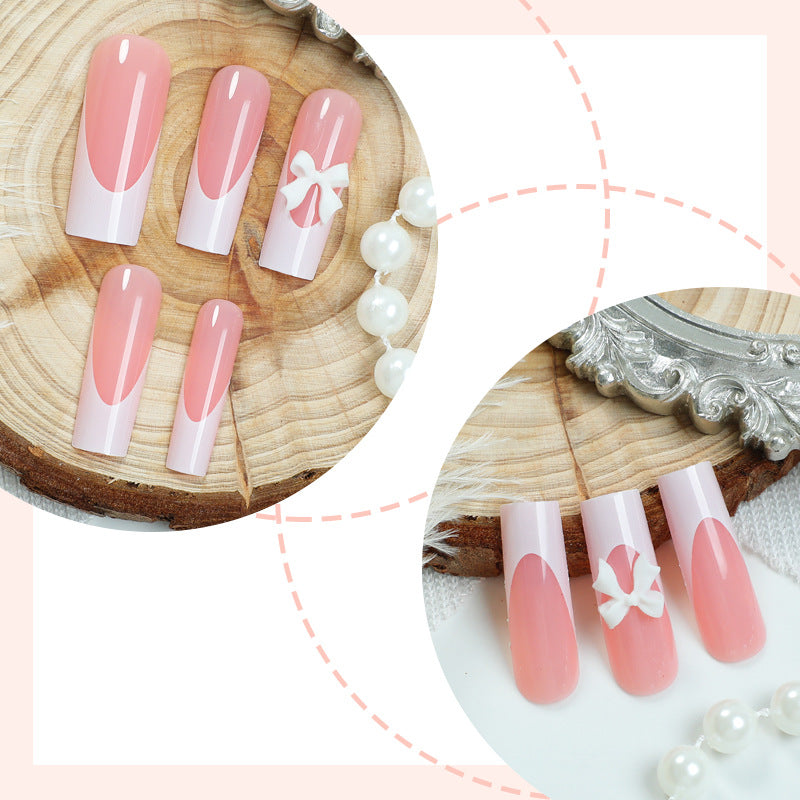 Elegant Press-On Nail Set with Decorative Bows Acalora