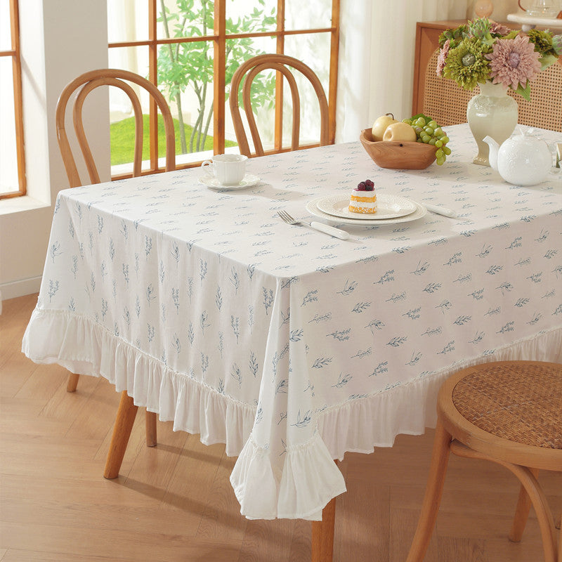 Decorative Floral Ruffled Tablecloth