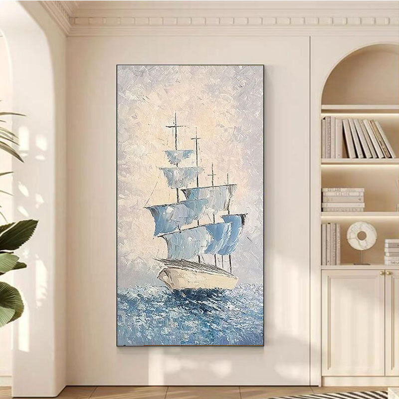 Nautical-Themed Textured Canvas Artwork