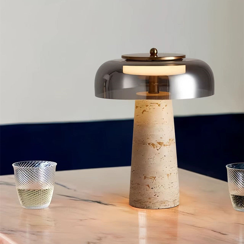 Modern Sculptural Table Lamp with Elegant Glass Top