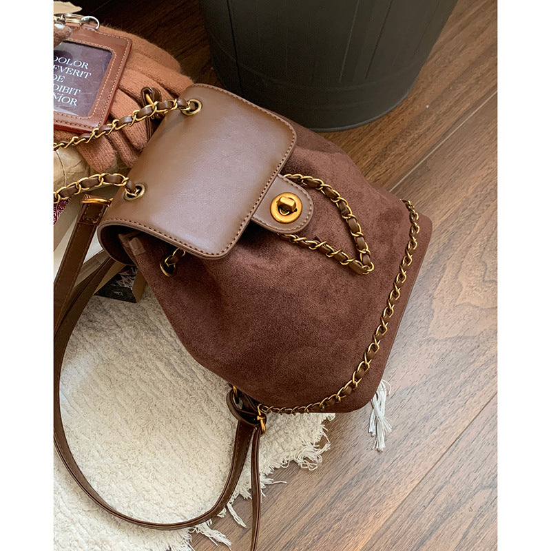 Stylish Suede Drawstring Backpack Acalora