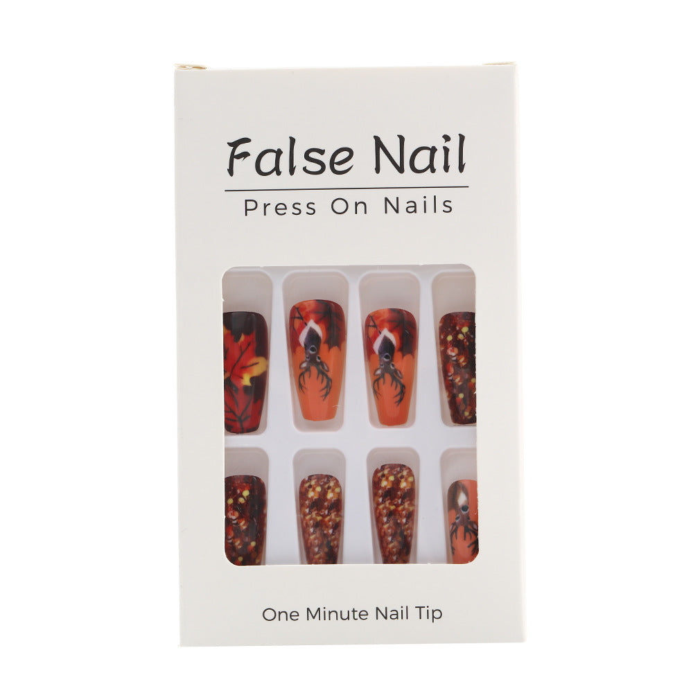 Artificial nails in autumn leaf design Acalora