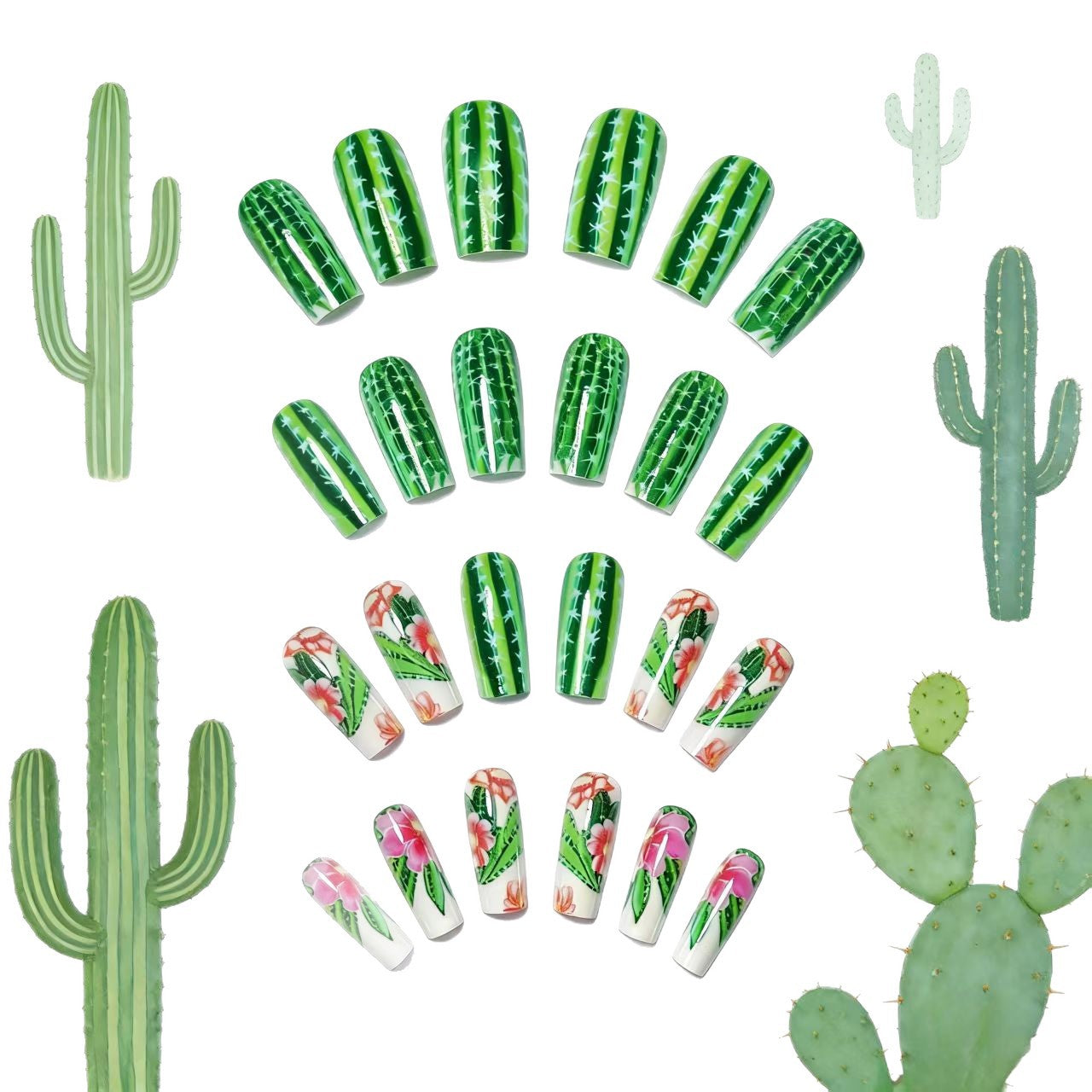 Decorative Floral Cactus Nail Art Acalora