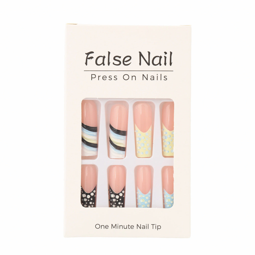 Artificial Nail Set with Stylish Geometric Designs Acalora