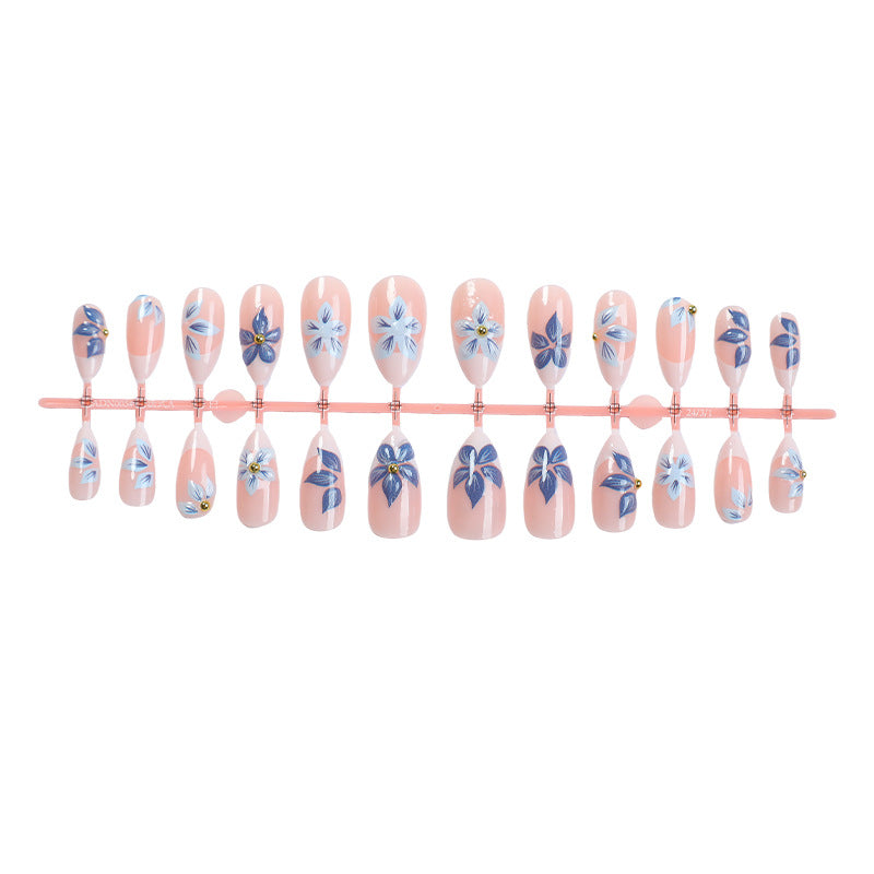 Press-On Nail Set with Floral Embellishments Acalora