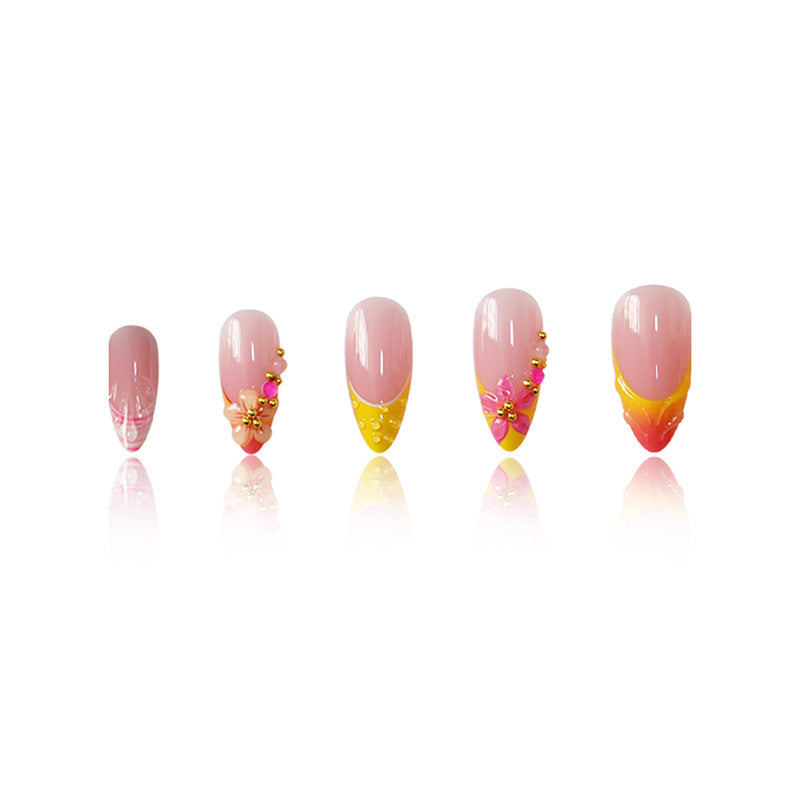 3D Floral Accent Press-On Nail Art Set Acalora