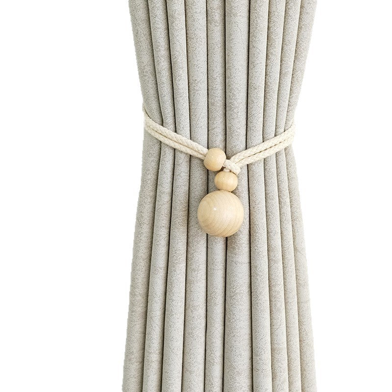 Elegant curtain holder with wooden beads Acalora