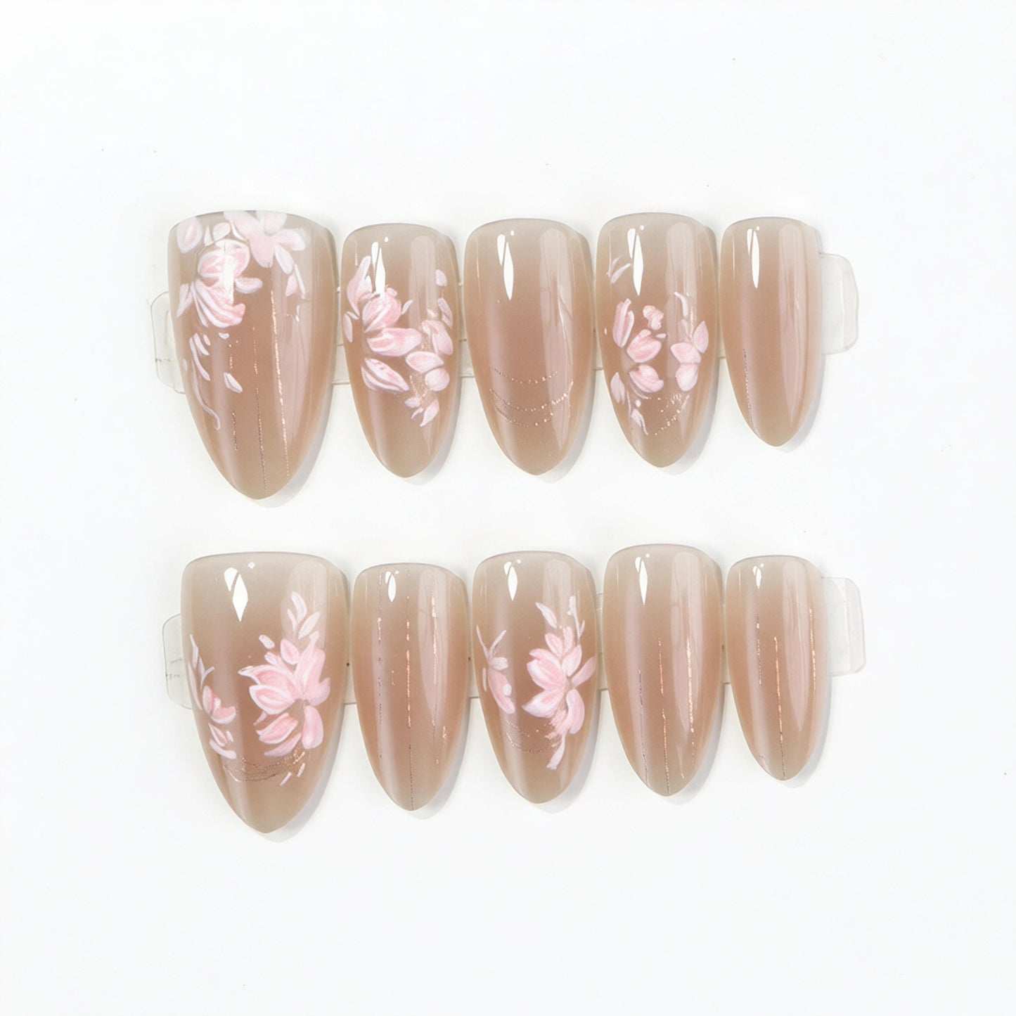 Elegant Floral Press-On Nail Art Set Acalora