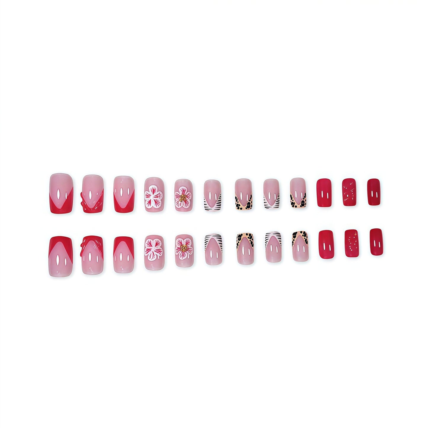 Decorative Press-On Nail Art with Floral Designs Acalora
