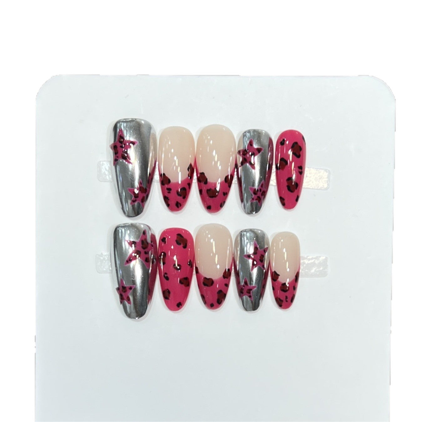 Stylish Stiletto Press-On Nail Set with Artistic Printed Designs Acalora