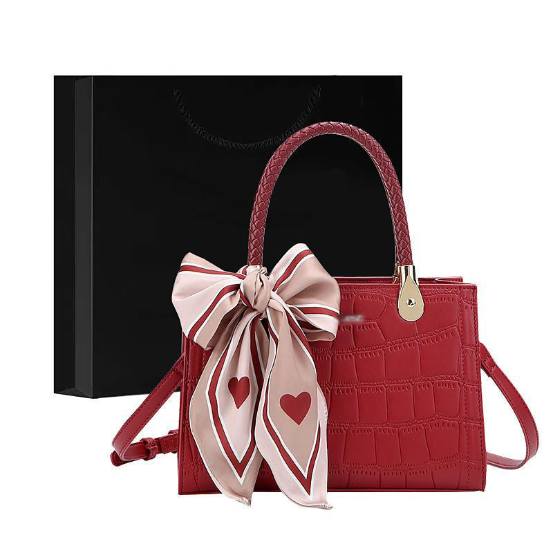 Structured Crocodile-Embossed Handbag Acalora