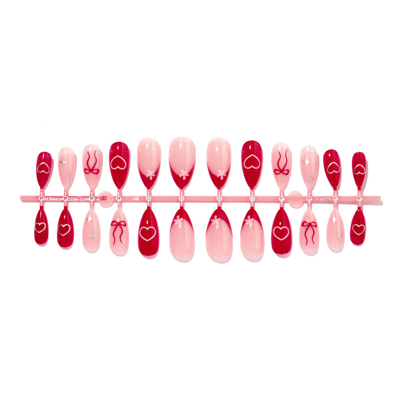 Decorative Press-On Nail Set with Charming Cherry and Bow Designs Acalora