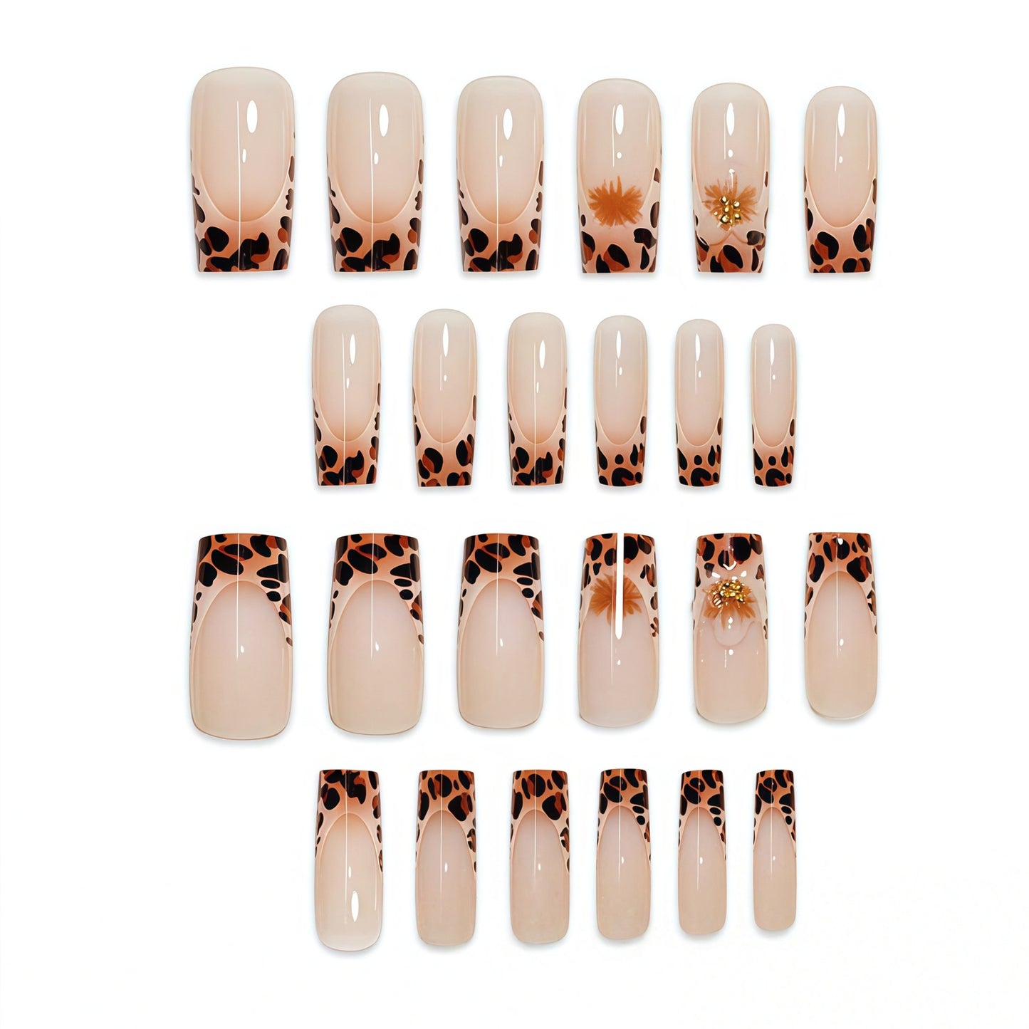 Premium Decorative Press-On Nail Art with Leopard Print Accents Acalora