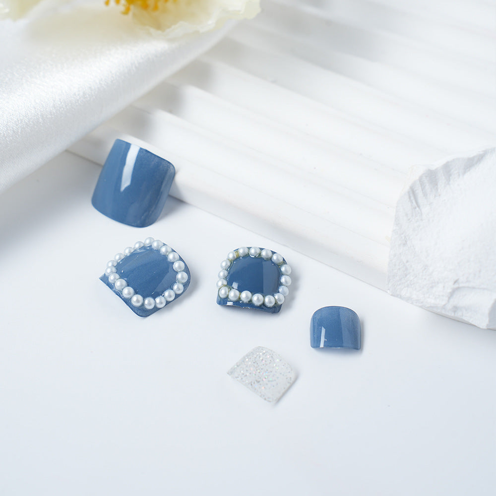 Elegant Pearl-Embellished Press-On Nail Set Acalora