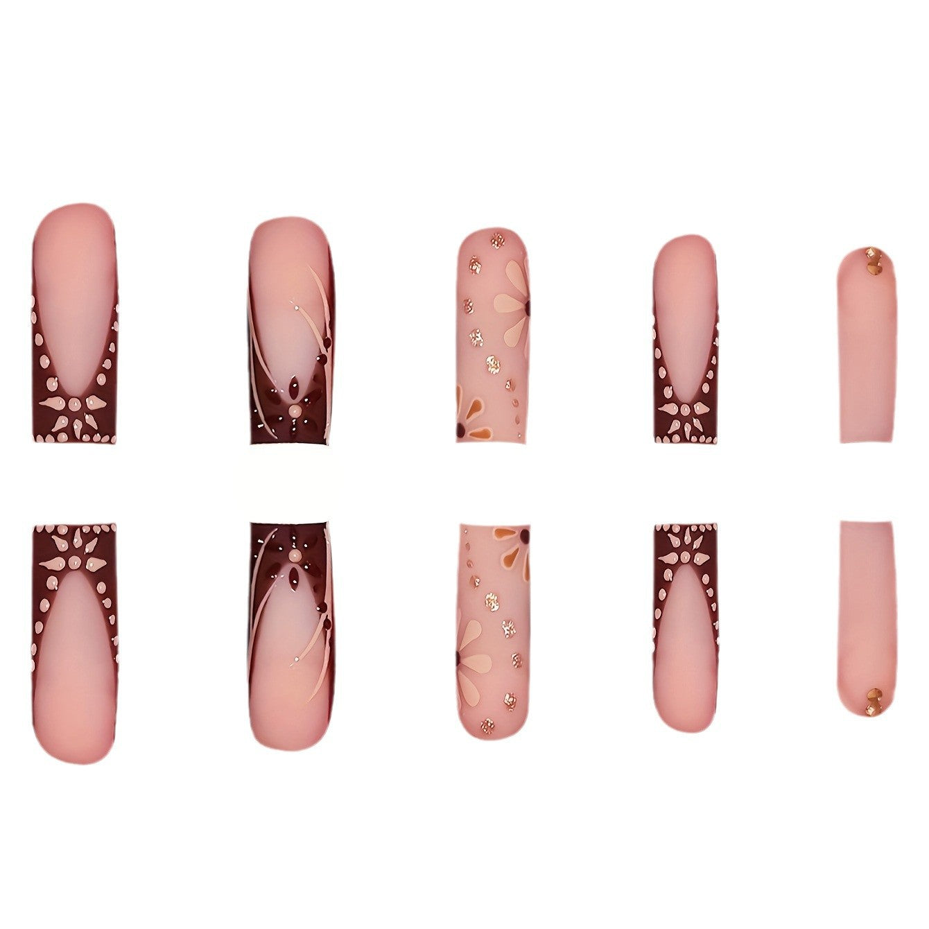 Detailed Floral Art Press-On Nails Acalora