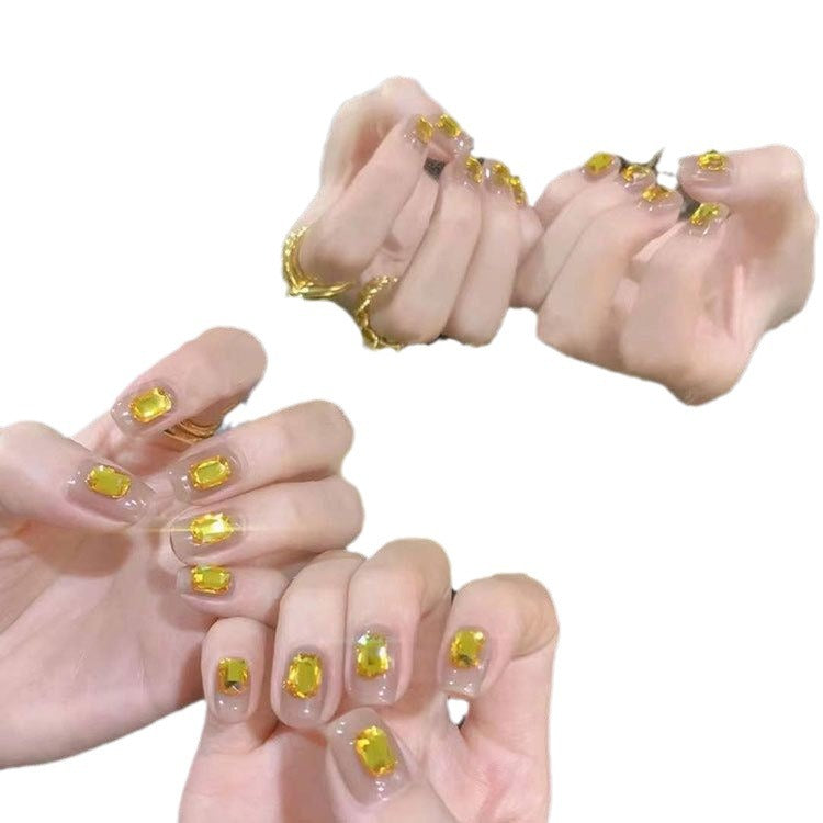 Premium Decorative Press-On Nail Set with Gemstone Accents Acalora