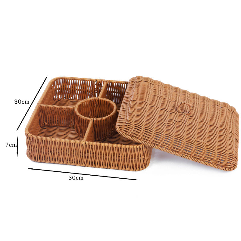 Multi-Compartment Woven Storage Basket Acalora