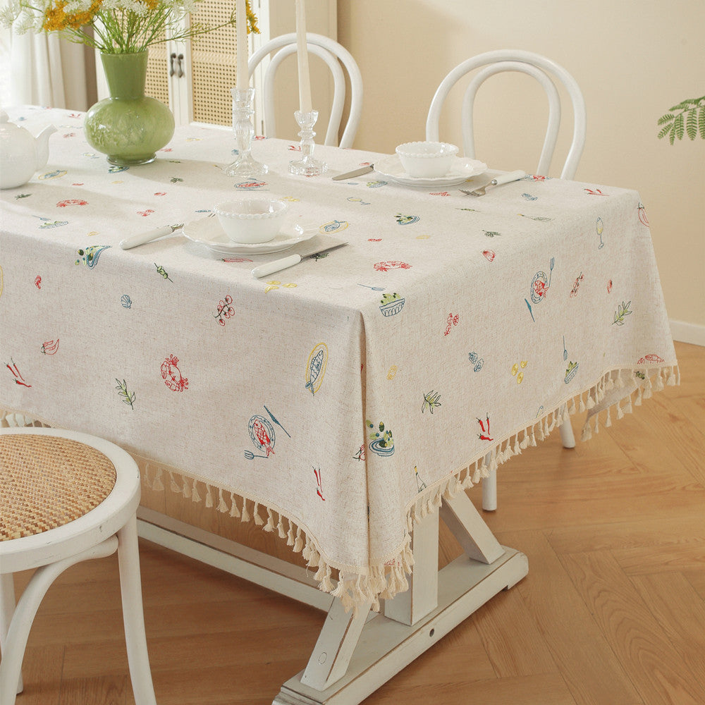 Embroidered Fruit Design Tablecloth