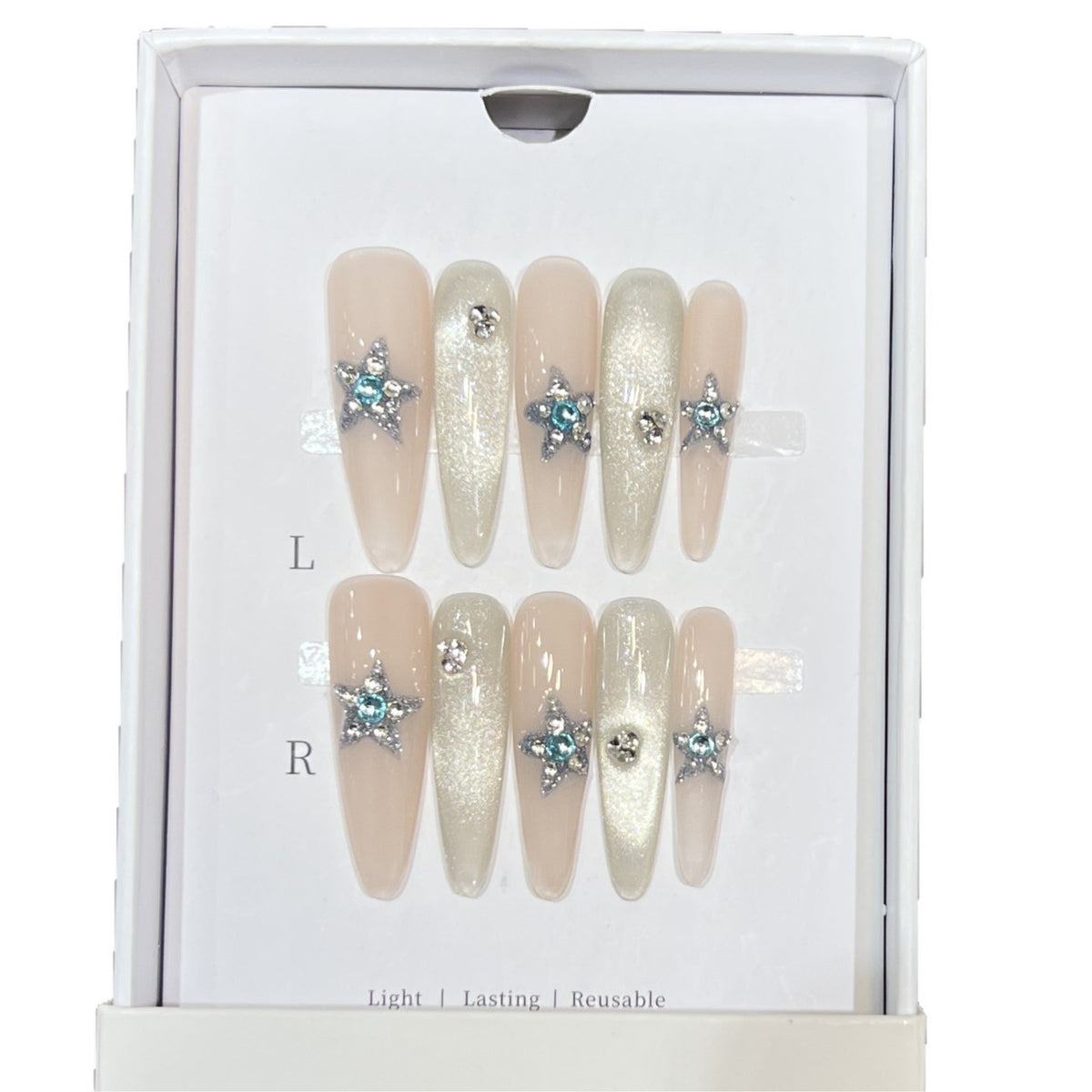 Star-Accent Press-On Nail Art Set Acalora