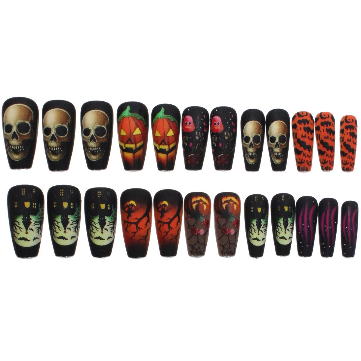 Acrylic nail set with creepy Halloween motif Acalora