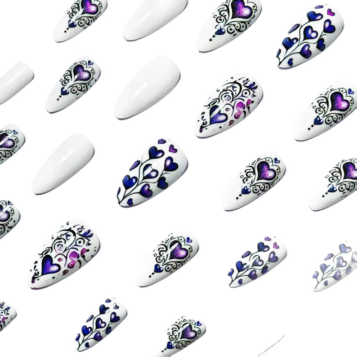 Artistic Heart-Design Nail Art Acalora