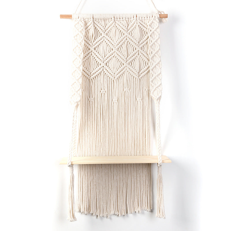 Macramé Wall Shelf with Integrated Plant Holder Acalora