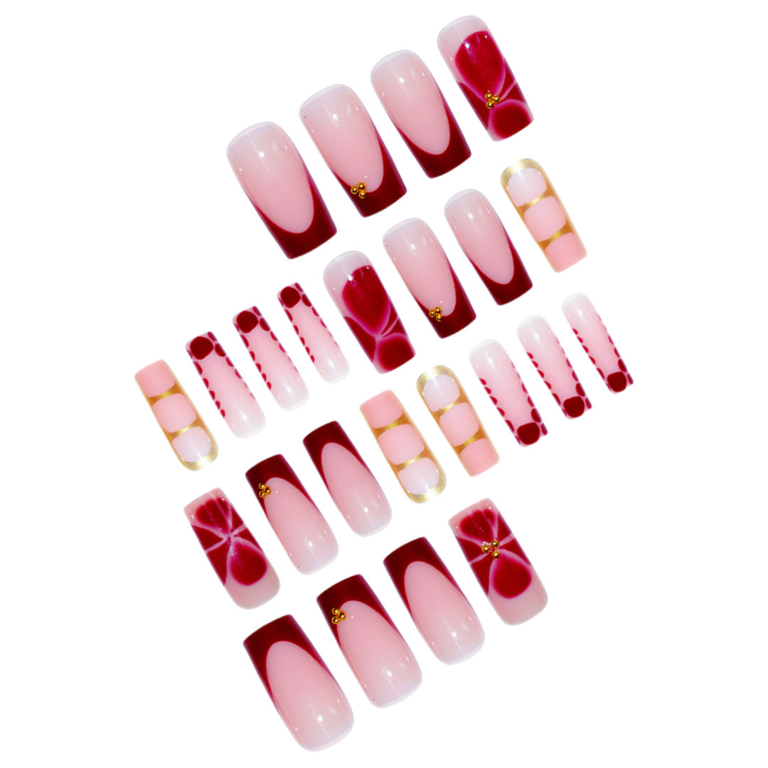 Artistic Gradient Press-On Nail Set with Gold Accents Acalora