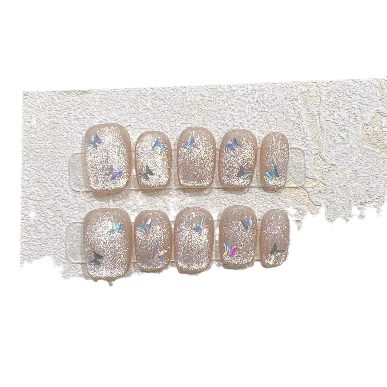 Glittering Press-On Nail Set with Star Accents Acalora