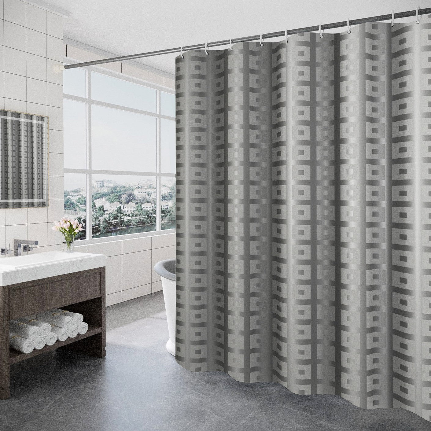 Modern Geometric Shower Curtain