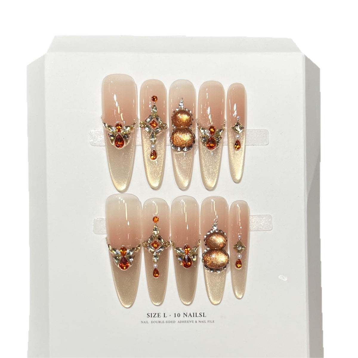 Decorative Stiletto Press-On Nail Set with Gemstone Accents Acalora 1788224085