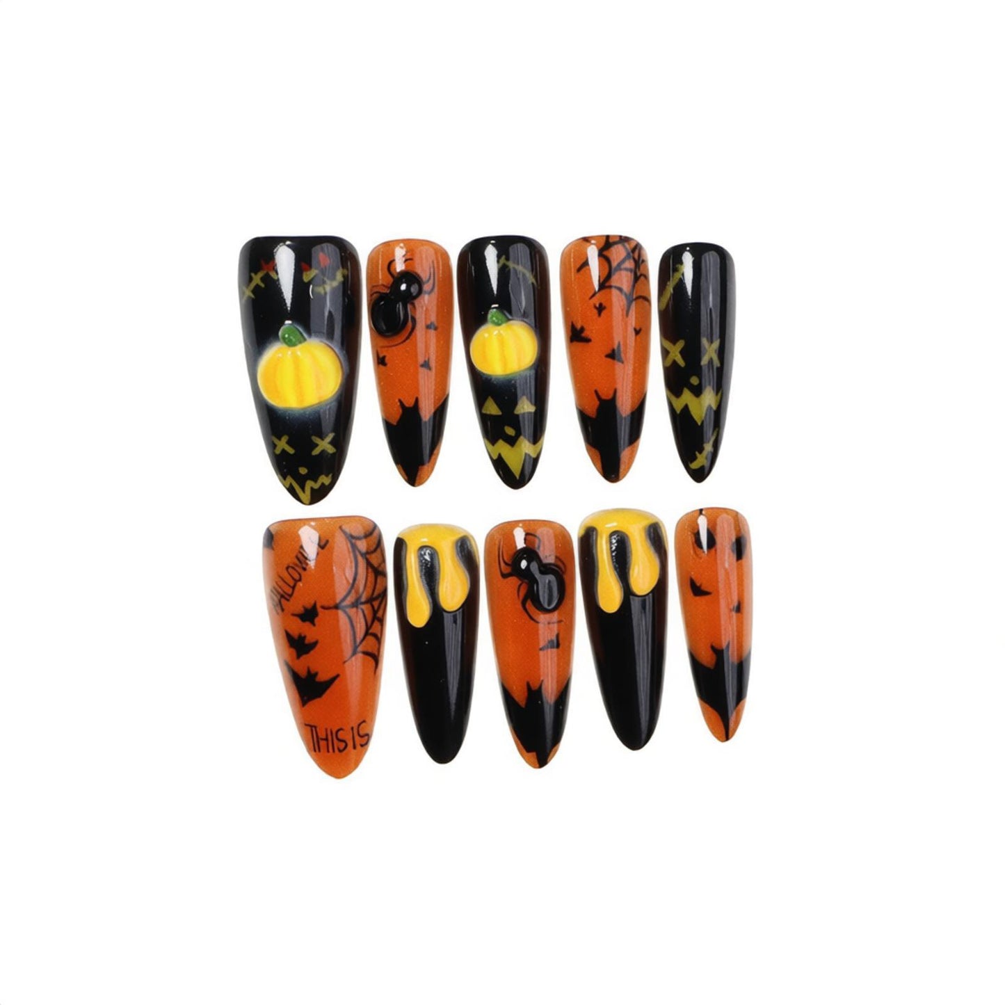 Halloween-Themed Artistic Press-On Nail Set Acalora