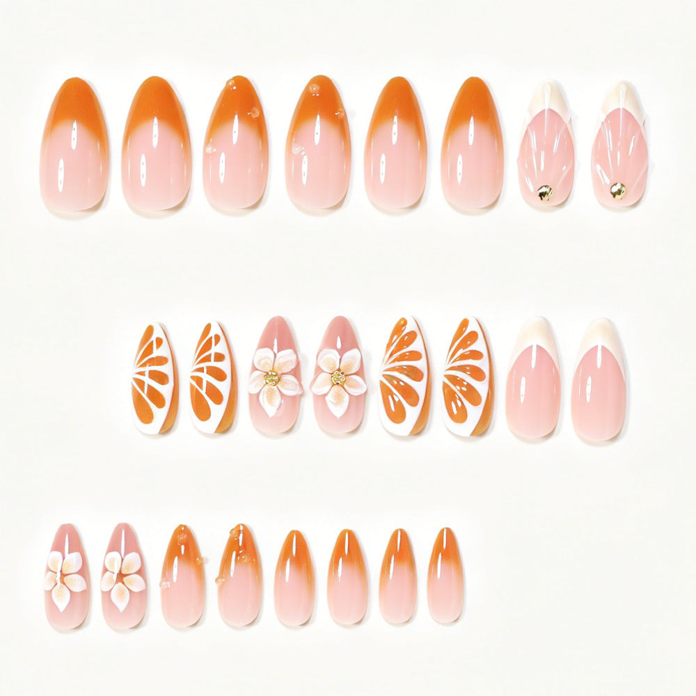 Artistic Floral Press-On Nail Tips Set Acalora