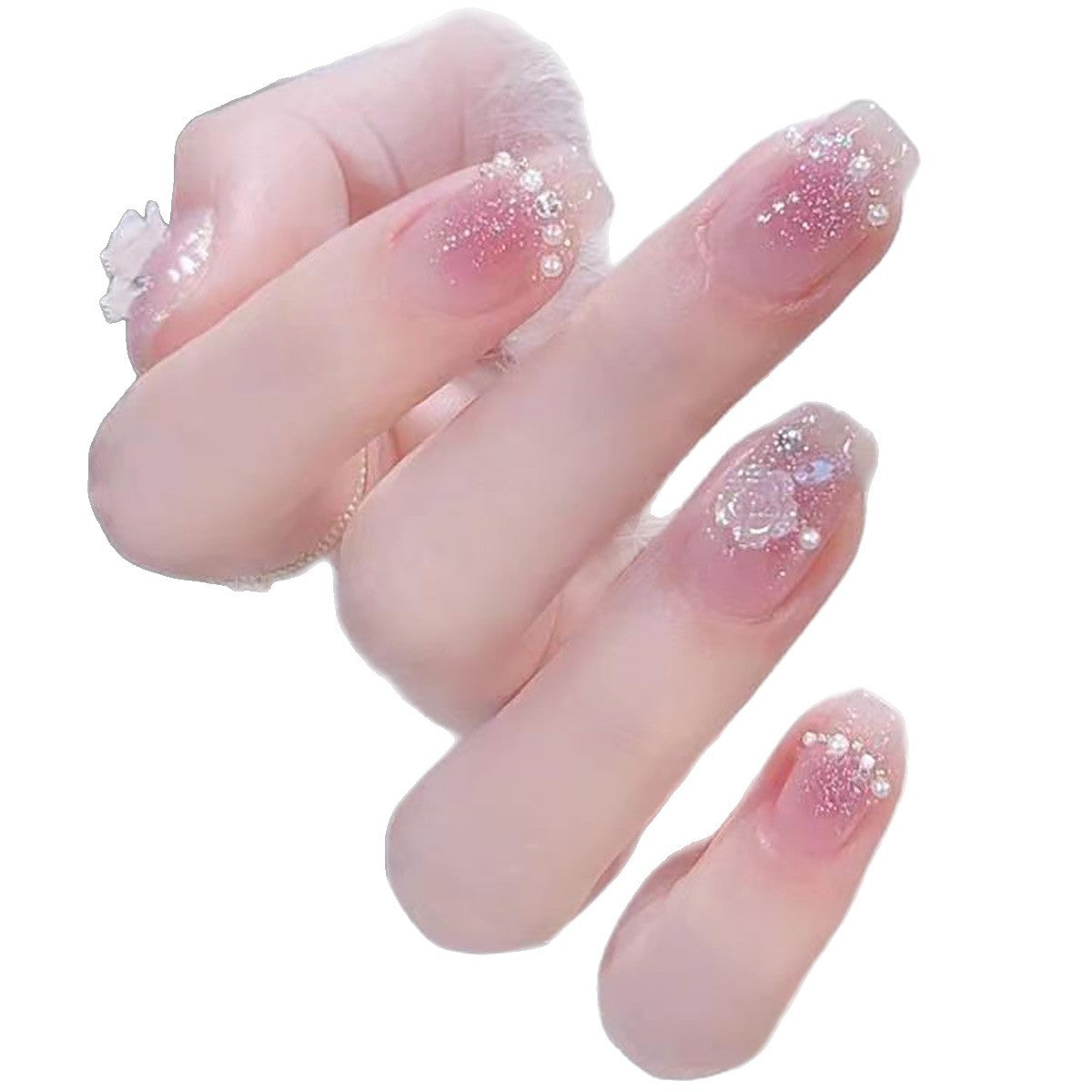 Glittery Crystal-Embellished Press-On Nail Tips Acalora