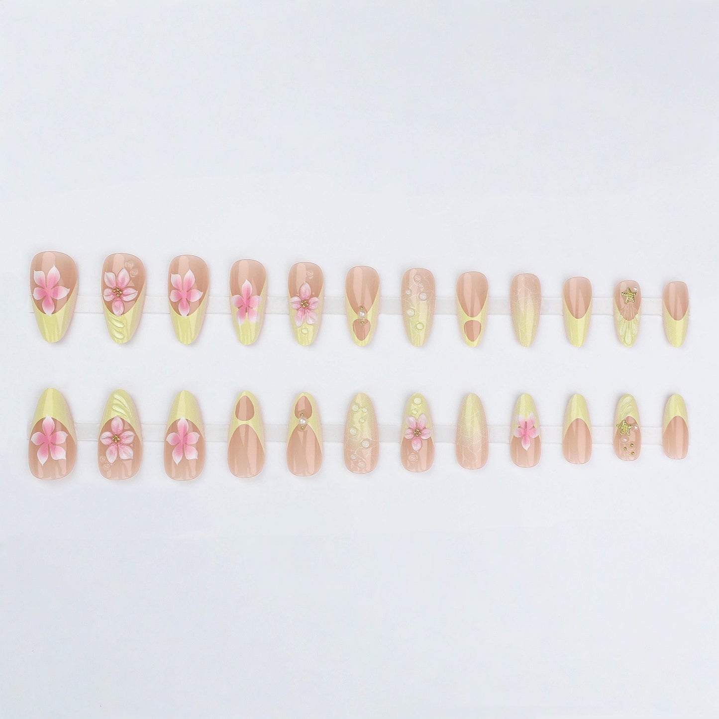 Artistic Floral Stiletto Nail Enhancements Acalora