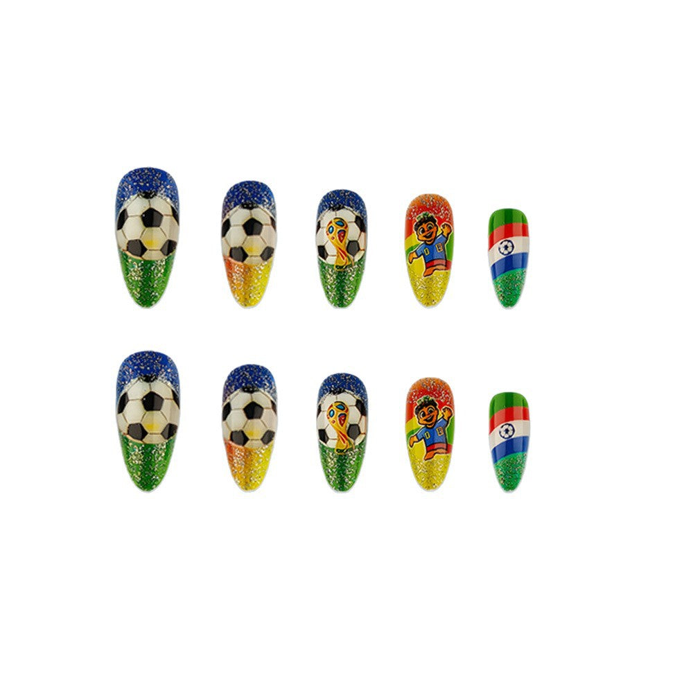 Artificial nails in football motif design Acalora