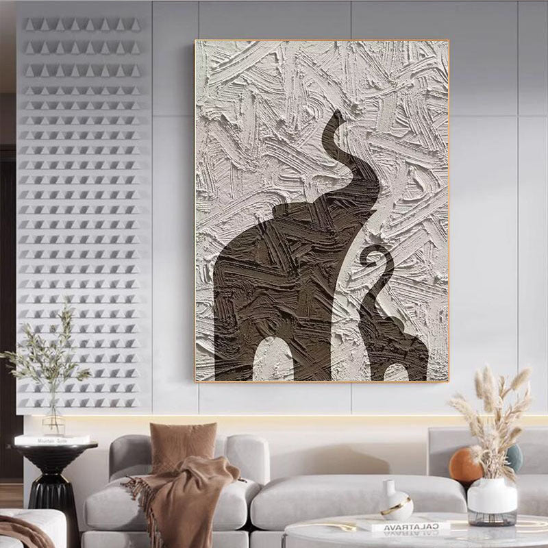 Elephant-Themed Textured Wall Art