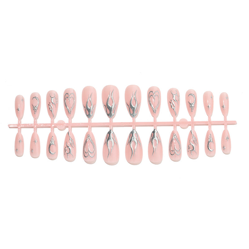Decorative Press-On Nail Art Set with Metallic Flame Accents Acalora