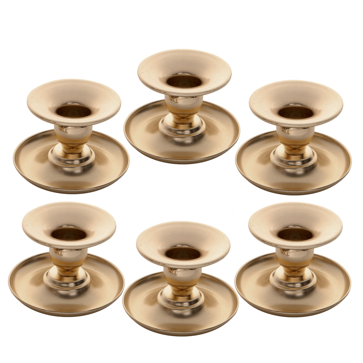 Vintage-Inspired Solid Metal Candlestick Holder with Wide Drip Tray and Flared Cup Acalora