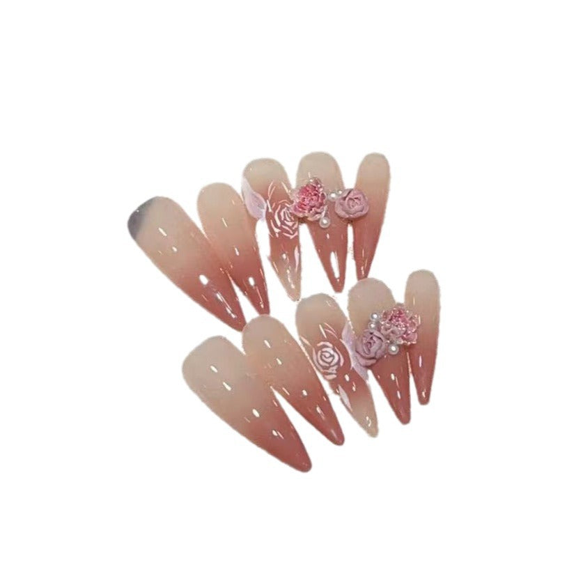 Elegant Floral Stiletto Press-On Nail Set Acalora