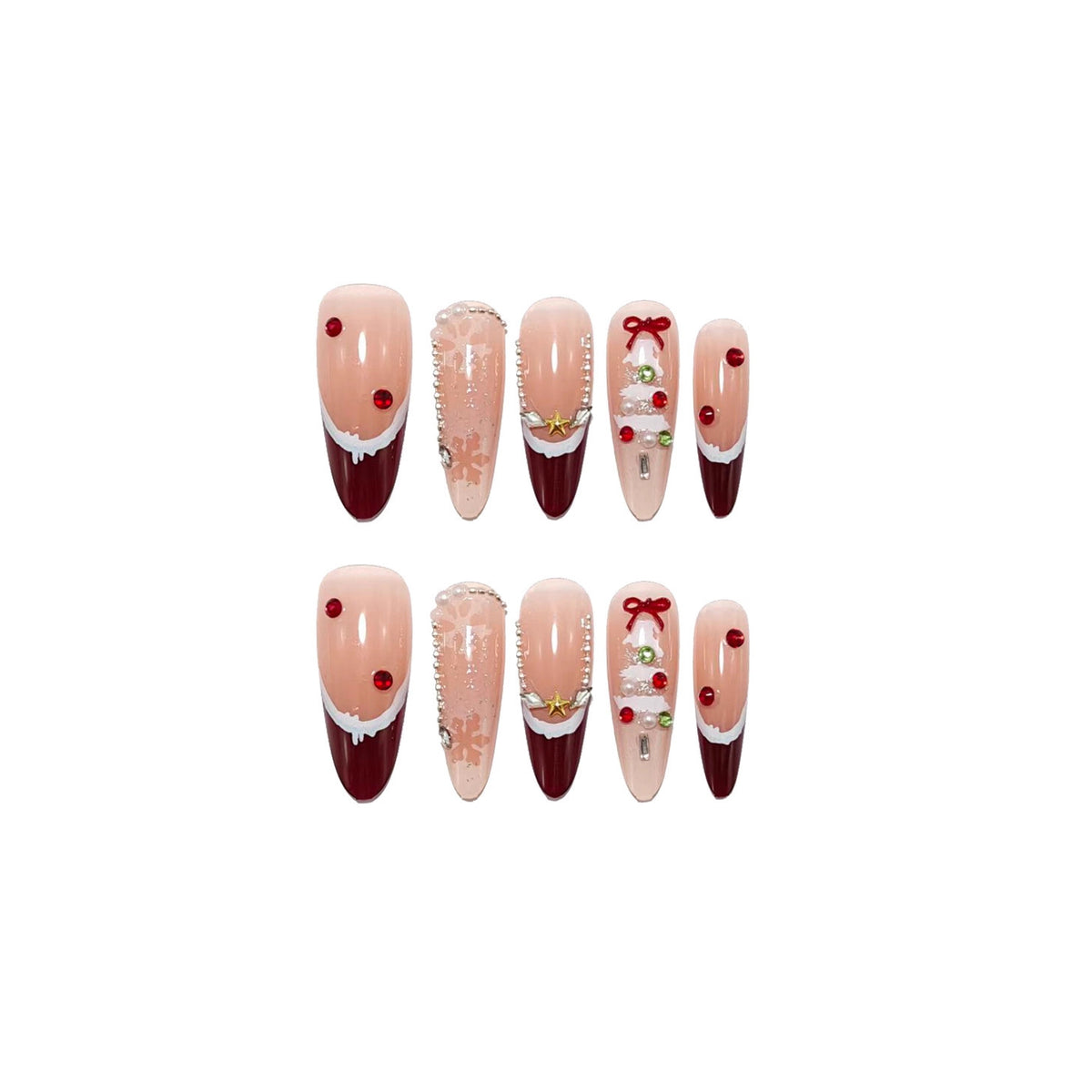 Artificial Christmas art nails with festive design Acalora