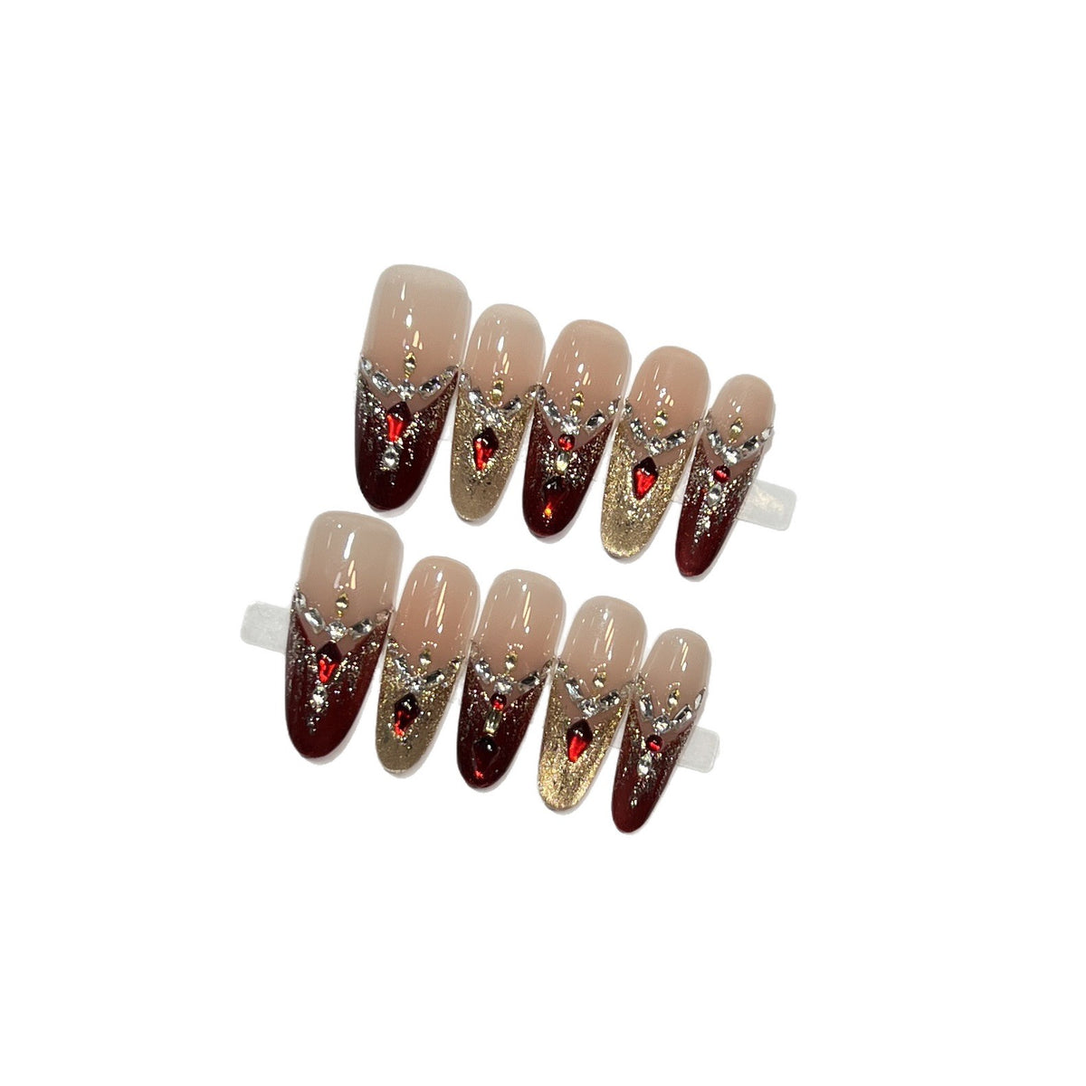 Decorative Stiletto Press-On Nail Set with Gemstone Accents Acalora