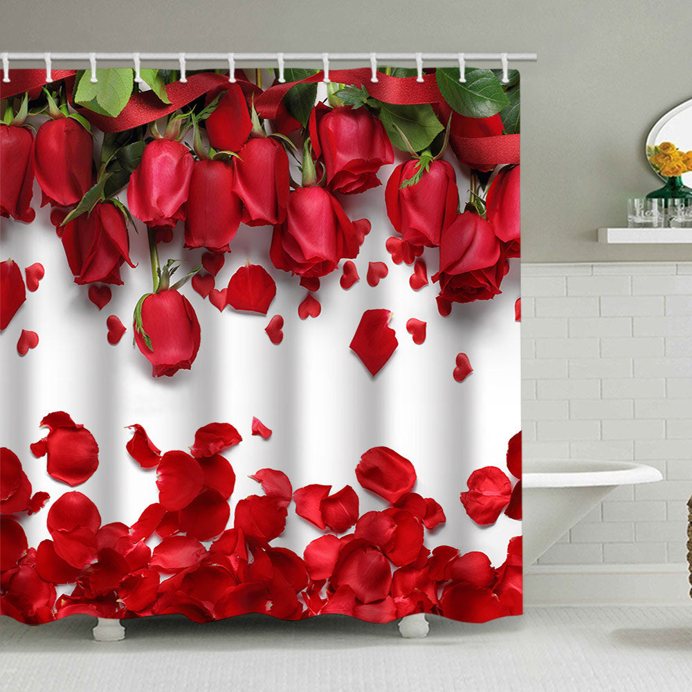Romantic Floral Swan Shower Curtain