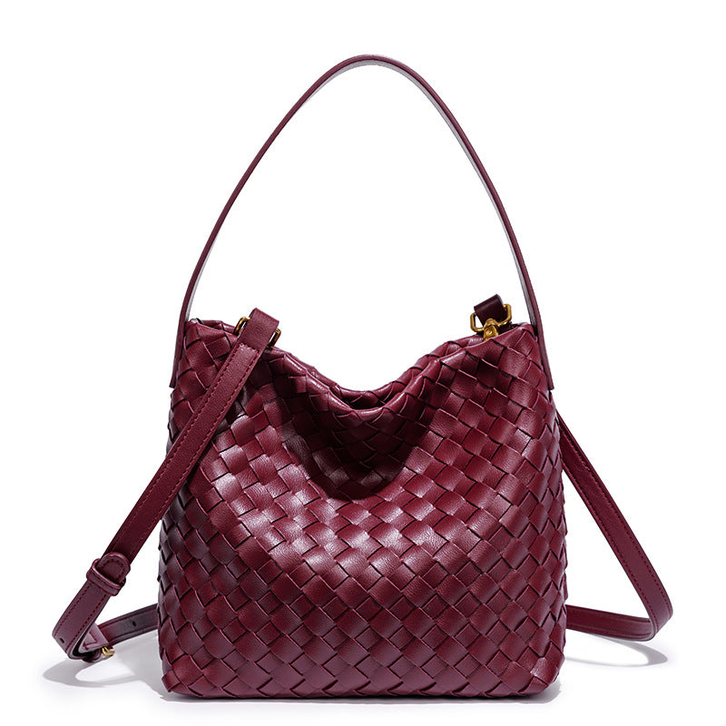 Elegant Woven Leather Shoulder Bag Acalora