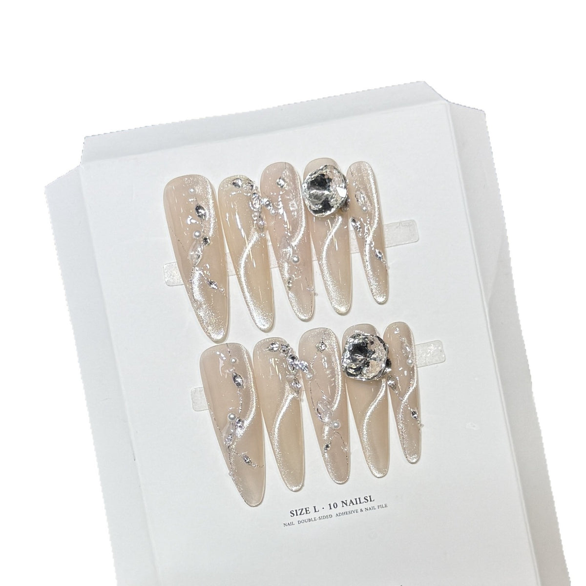 Artistic Stiletto Press-On Nail Set with Crystal Accents Acalora