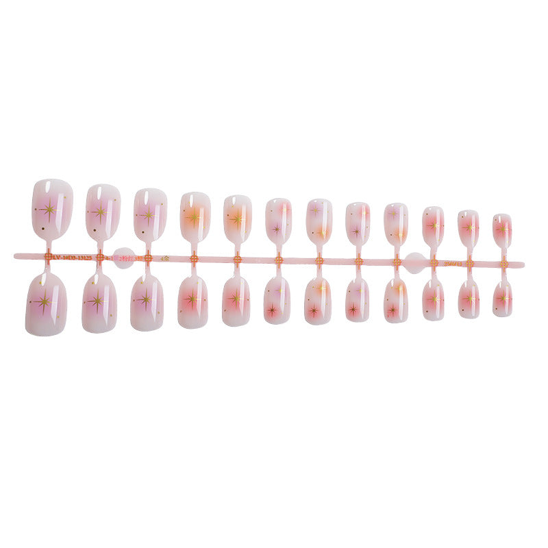 Artistic Press-On Nail Set with Vibrant Star Designs Acalora