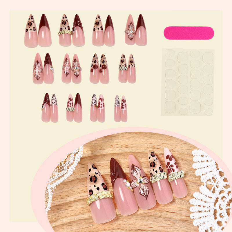 Luxurious Floral Decorative Press-On Nail Set Acalora