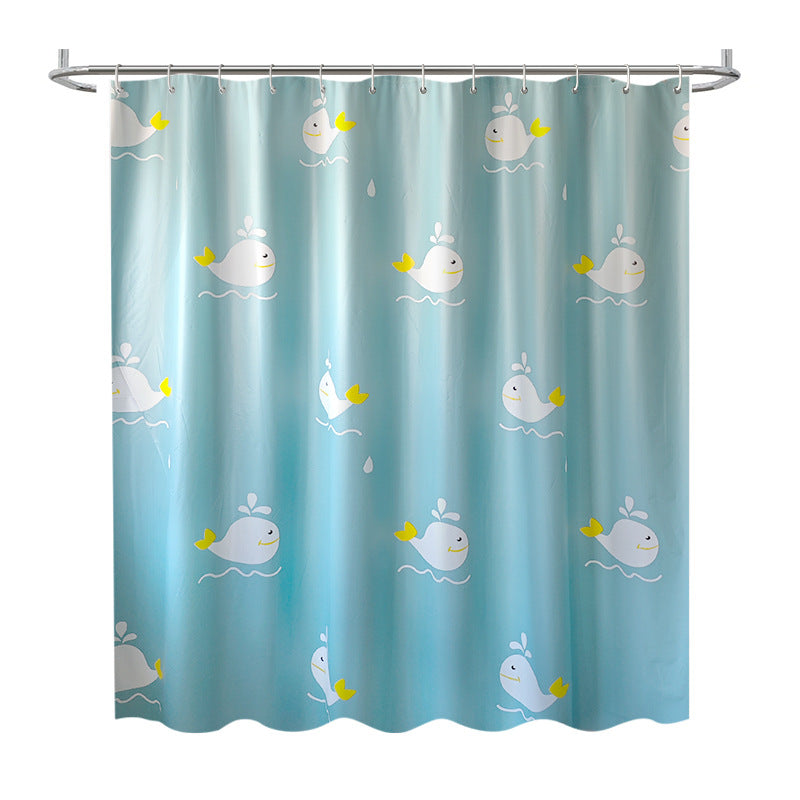 Playful Whale Theme Shower Curtain