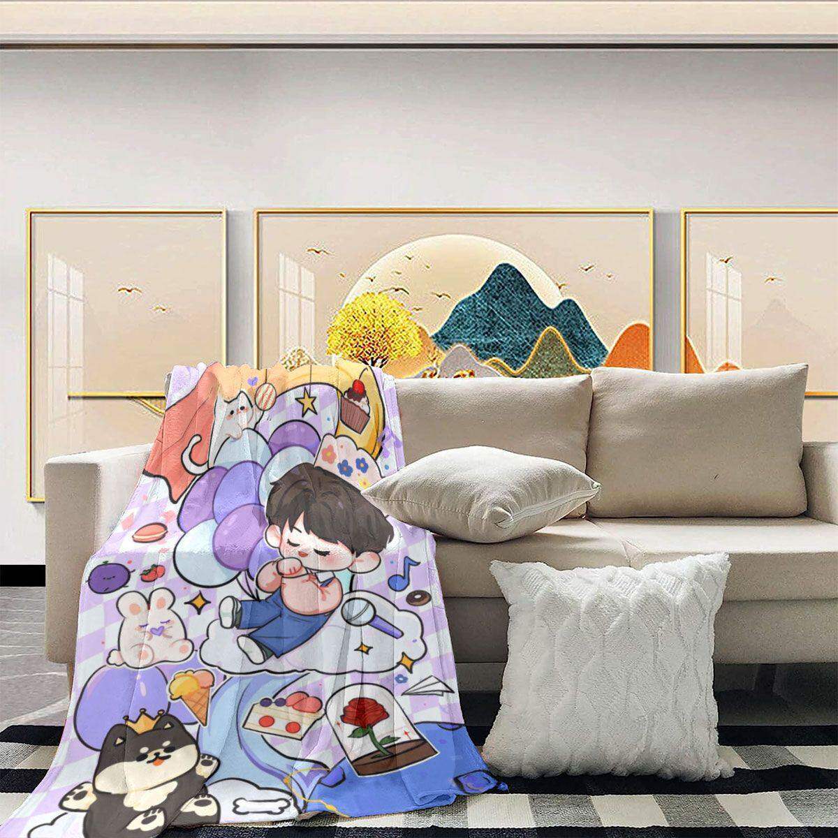 Cartoon Print Fleece Blanket 1788504996